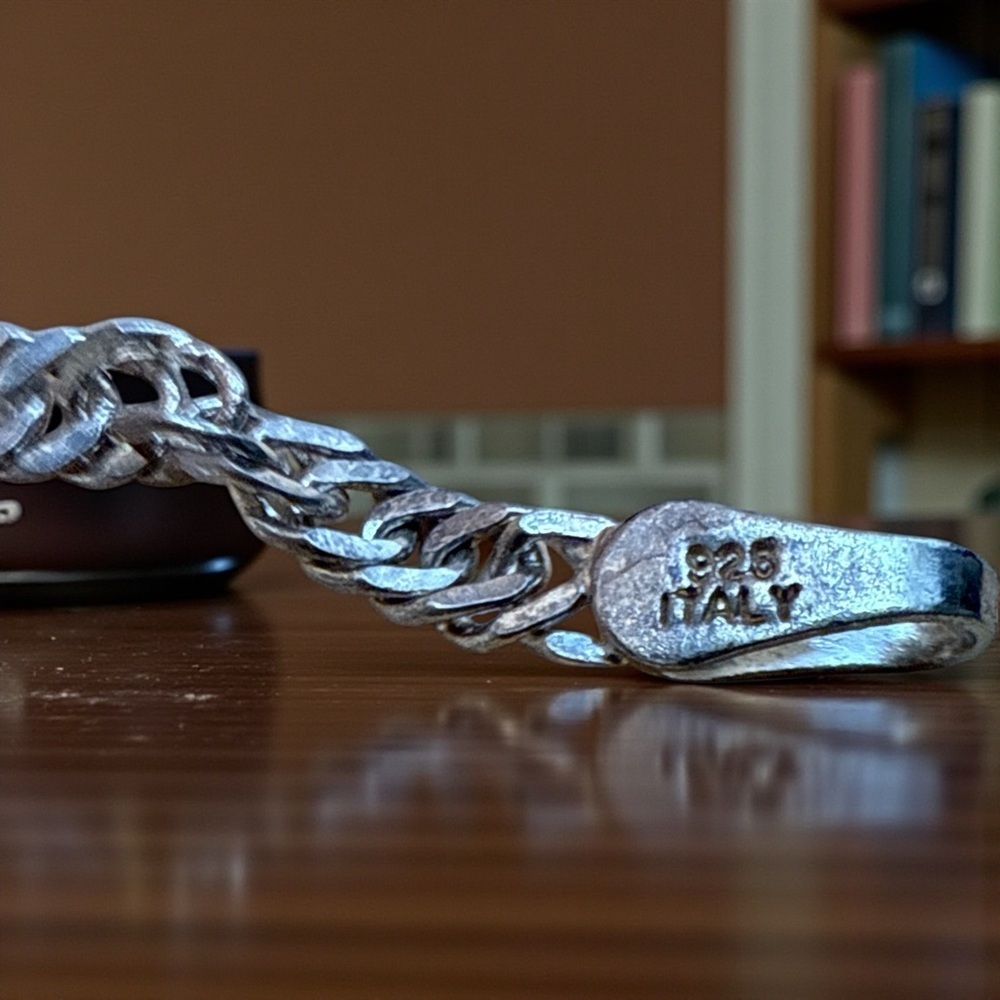 Silver Chain Bracelet stamped both ends estate​​ - Picture 9 of 9